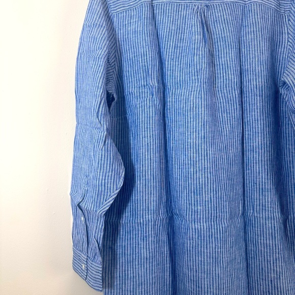 UNTUCKit Constantia 100% Linen Blue Stripe Shirt dress size 18 NWT - Picture 5 of 10
